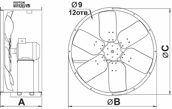 Схема и исполнение вентилятора ВО 12-303 №5,0